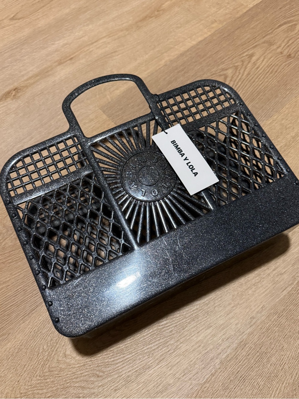 Bimba y Lola Black Glitter Basket Tote